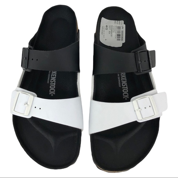 Birkenstock Arizona Split Two-Strap Black & White Sandals 🆕 - Picture 3 of 9
